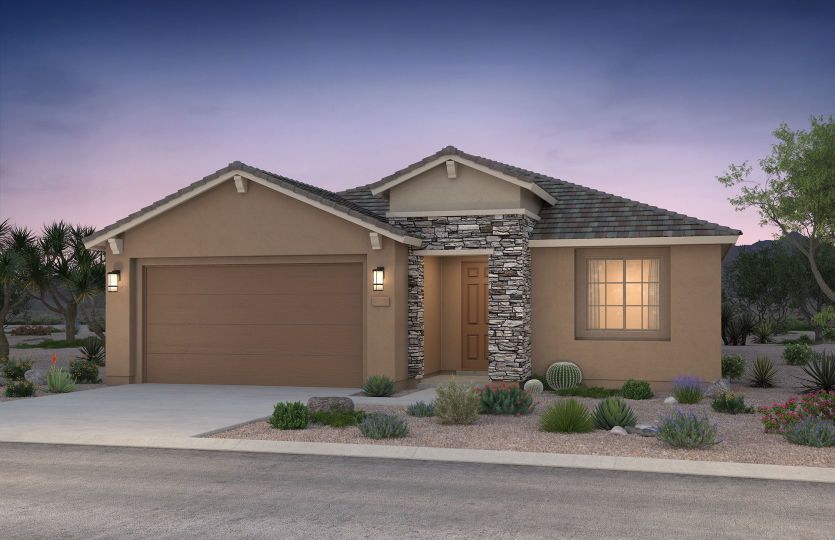 The Barletta shown in Home Exterior B design complete with stone accents.