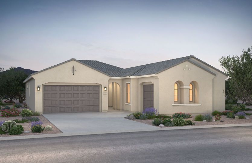 The Ravenna home design A features tasteful exterior paint colors and decorative details.