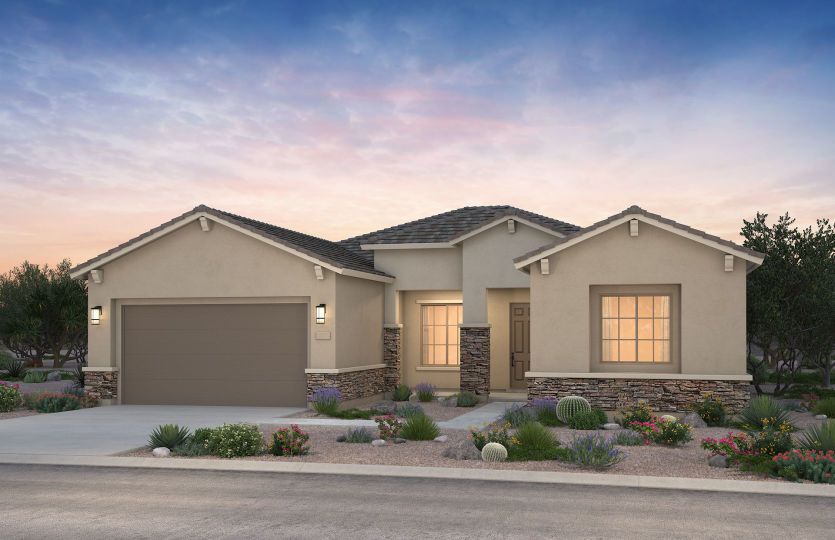 Salerno home exterior B with beautiful stone accents.
