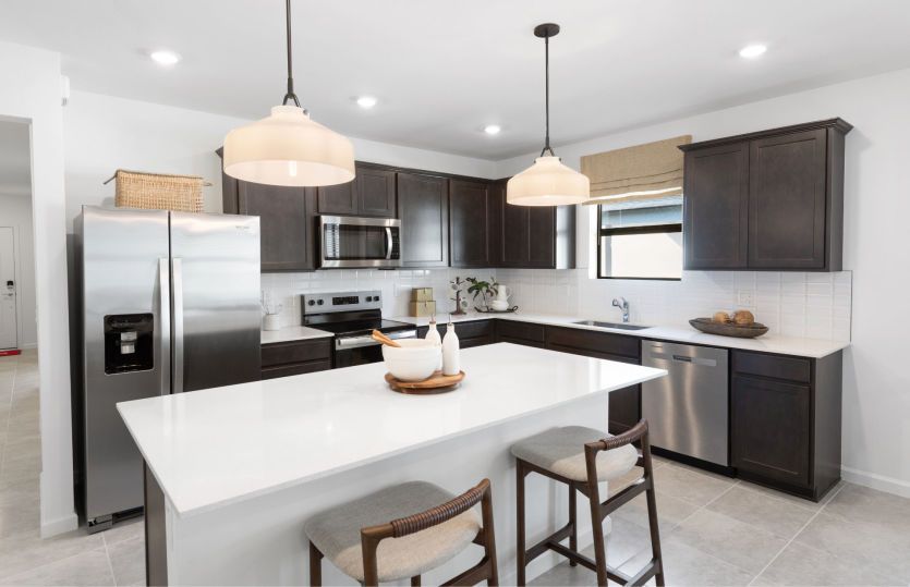 Kitchen with center island and optional move-in ready package