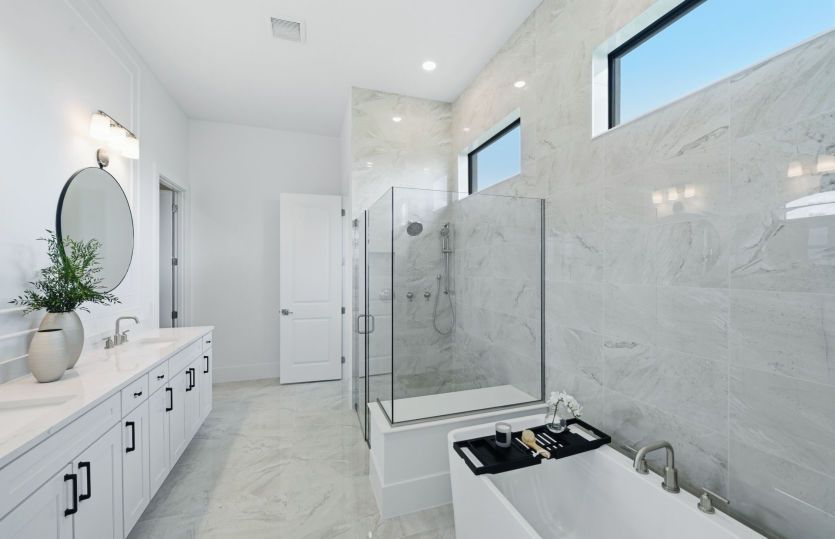 Spa-inspired owner's bathroom