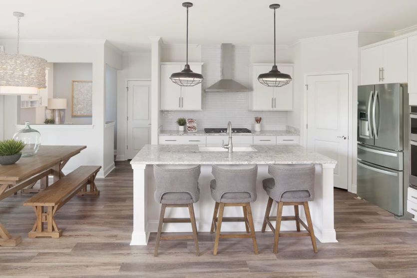 Kitchen Island with barstools for additional seating.