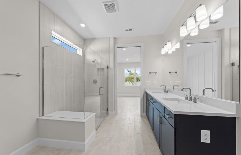 Walk-in shower in owner's bathroom