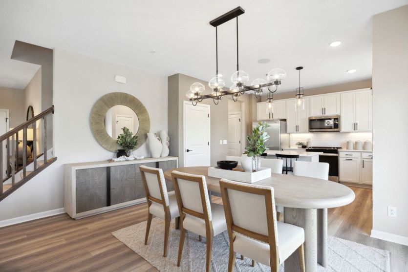 The dining room opens up into the kitchen