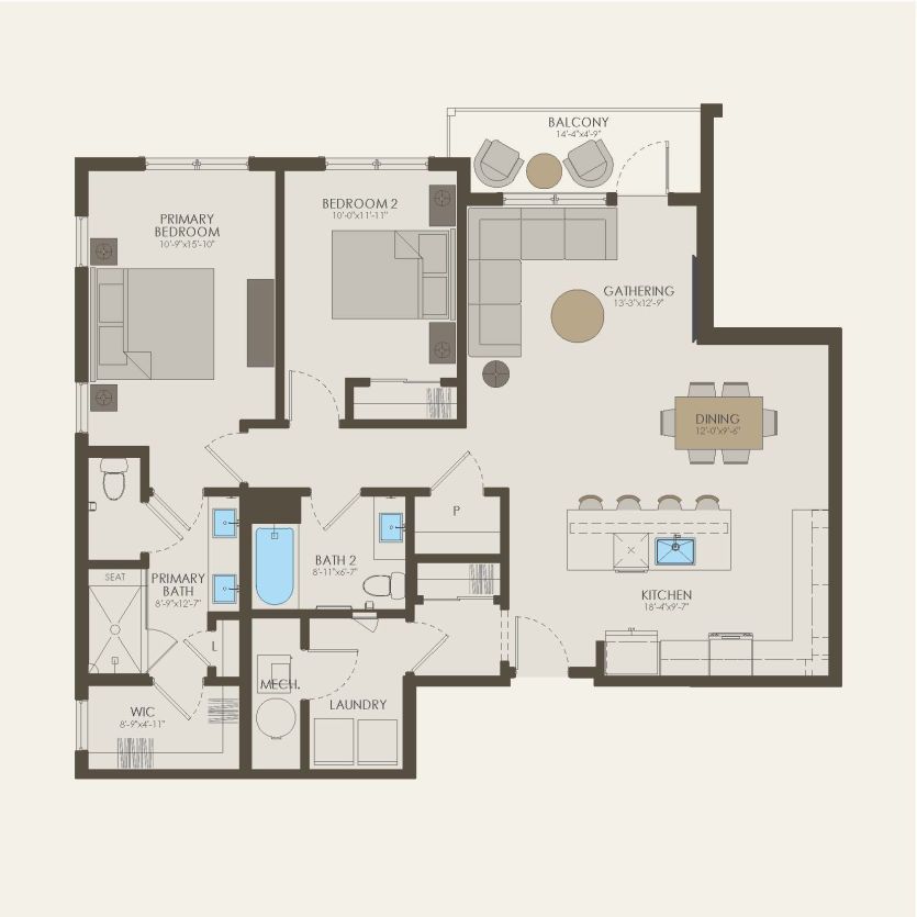 First Floor 2 br / 2 ba