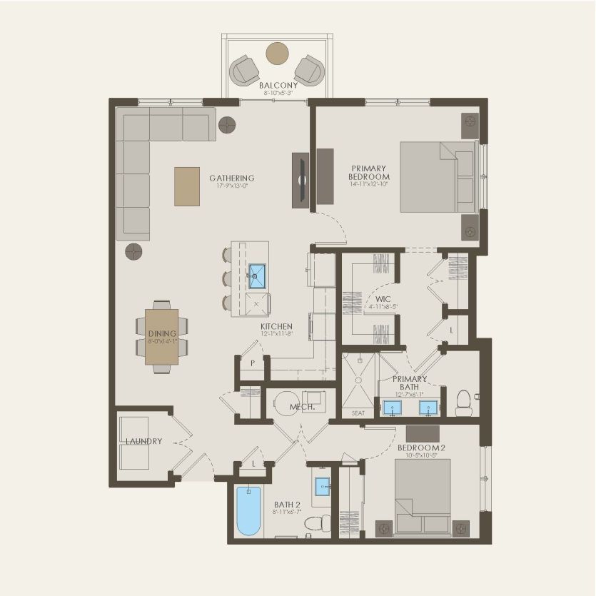 First Floor 2 br / 2 ba