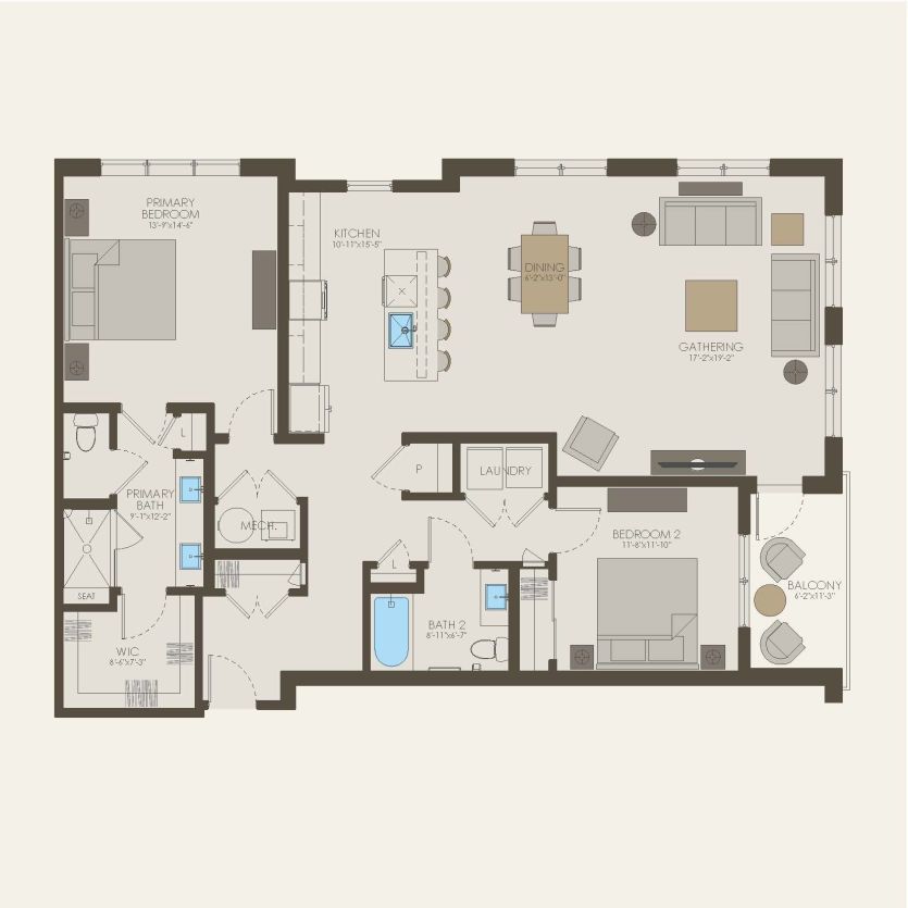 First Floor 2 br / 2 ba