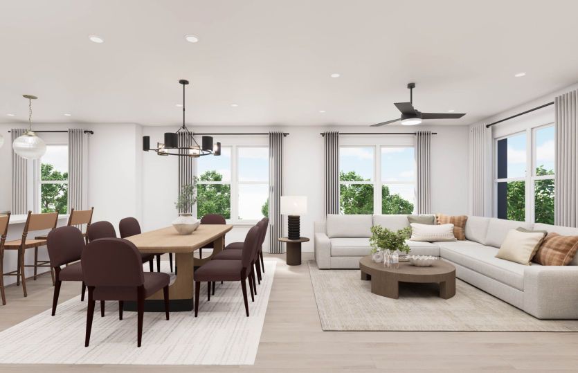 Gathering Room Opens to Dining and Kitchen