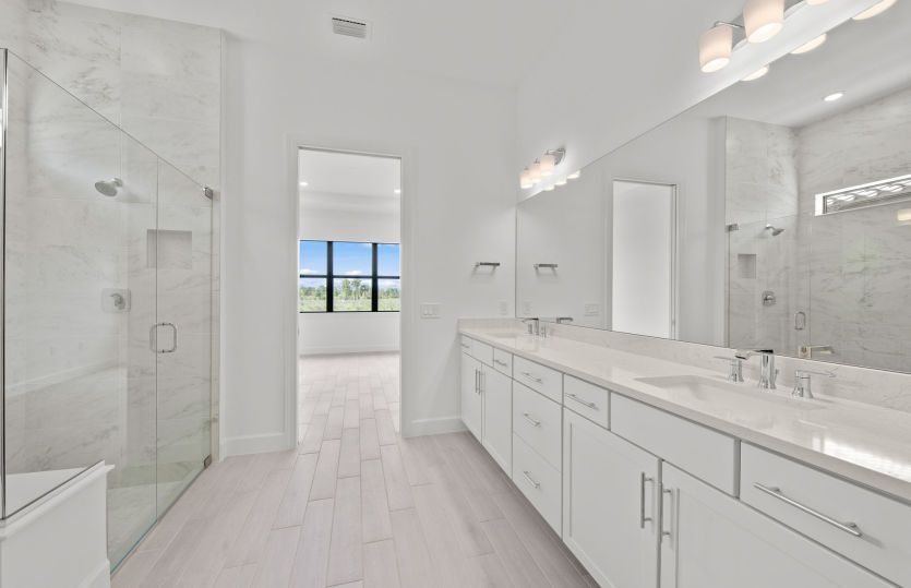 Walk-in shower in owner's bathroom