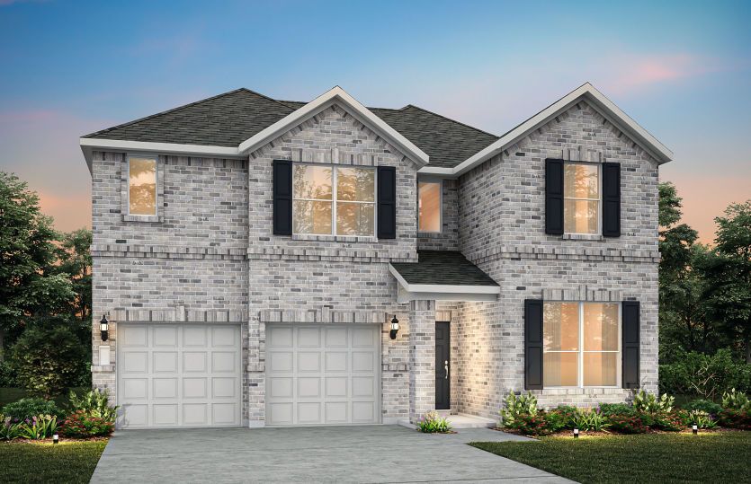 The Palisade, a 2-story new construction home with shutters, shown with Home Exterior A