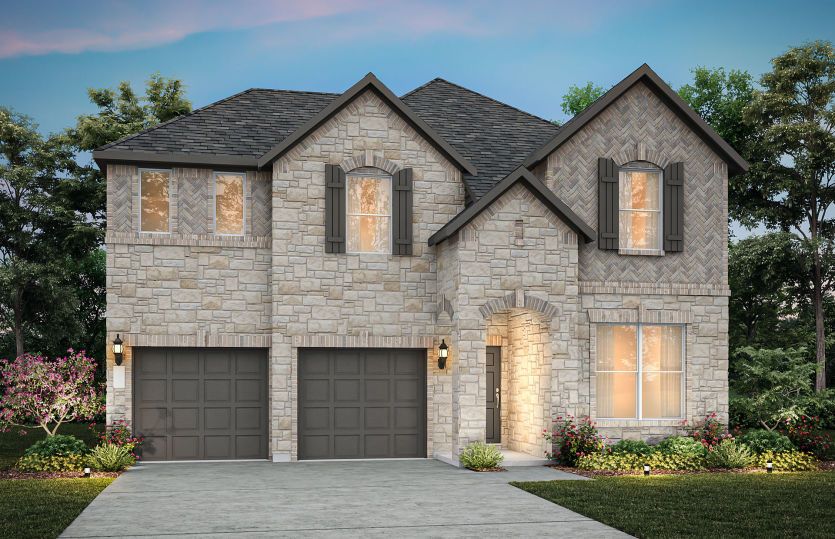 The Palisade, a 2-story new construction home with shutters, shown with Home Exterior D