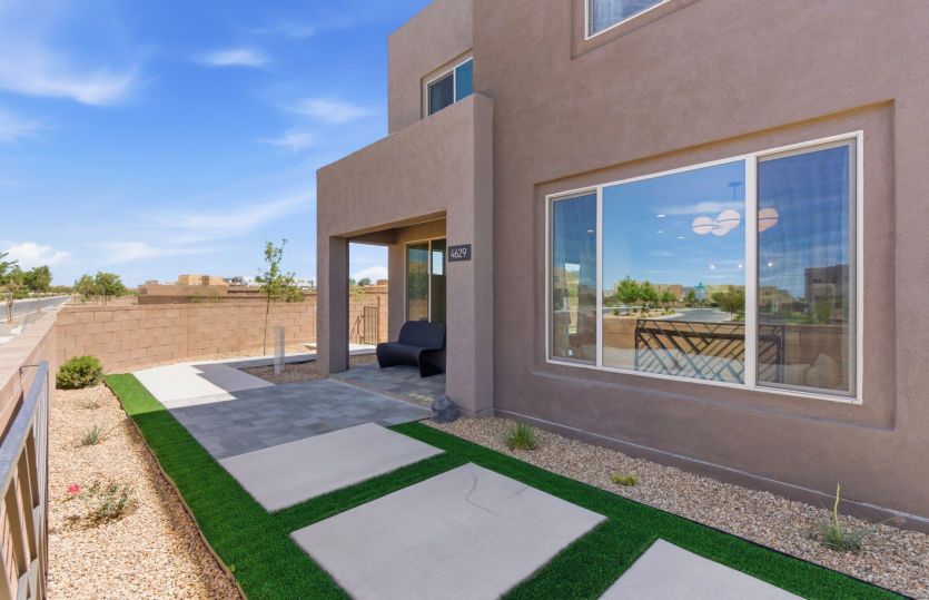 An added covered patio enhances your outdoor living experience on the townhomes in Las Soleras.