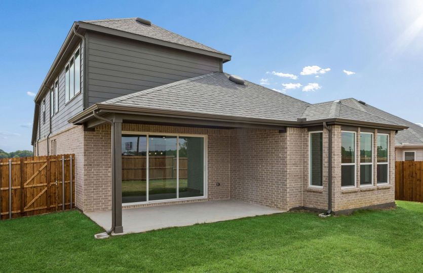 Built in patio in backyard