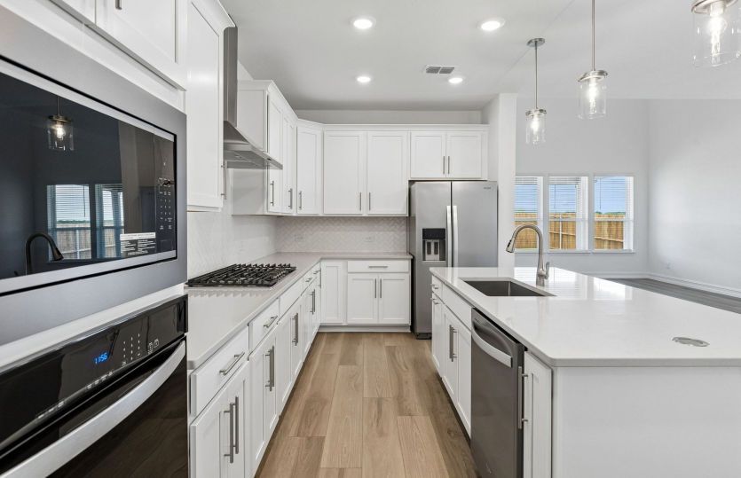 Kitchen with pendant lighting