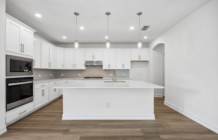 Pendent lighting in kitchen