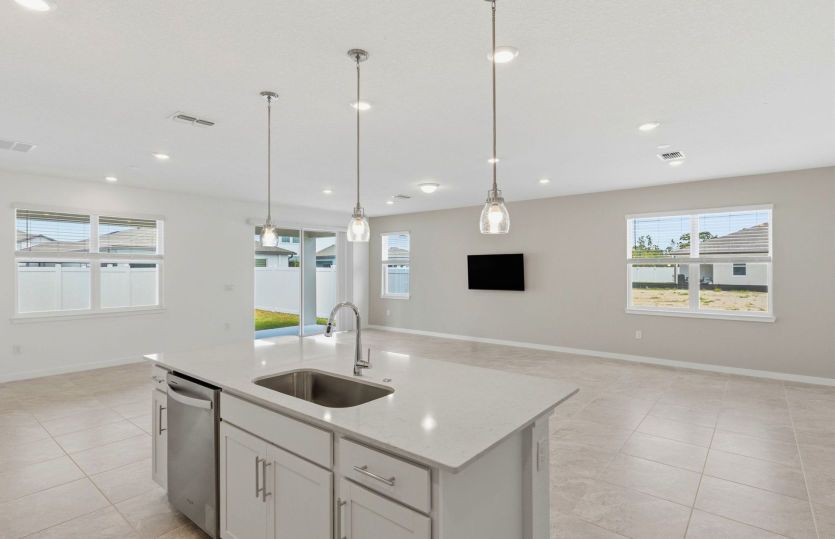 Kitchen overlooking the gathering room