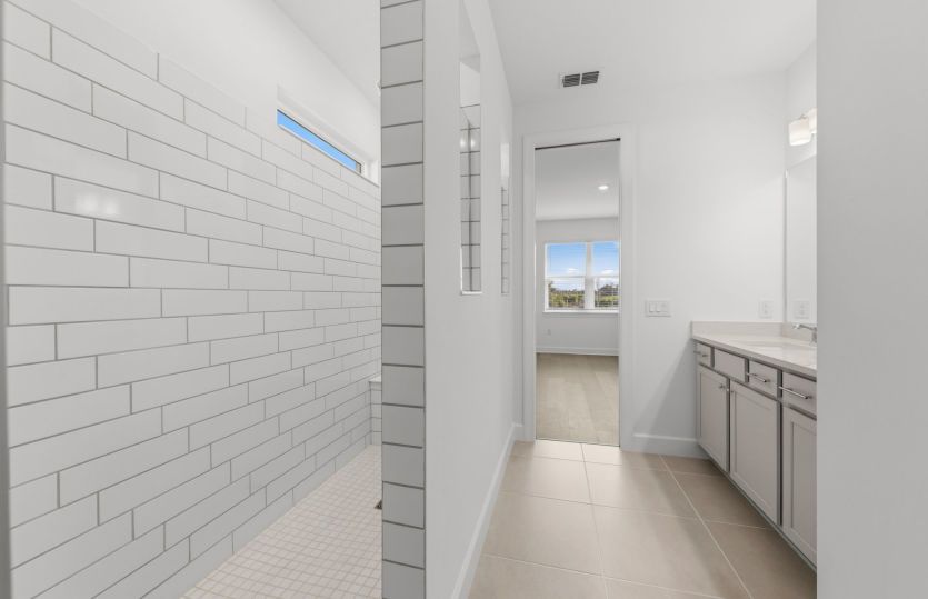 Walk-in shower in owner's bathroom