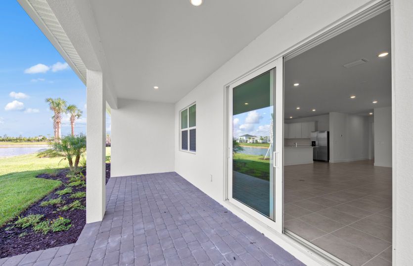 Covered lanai with water view