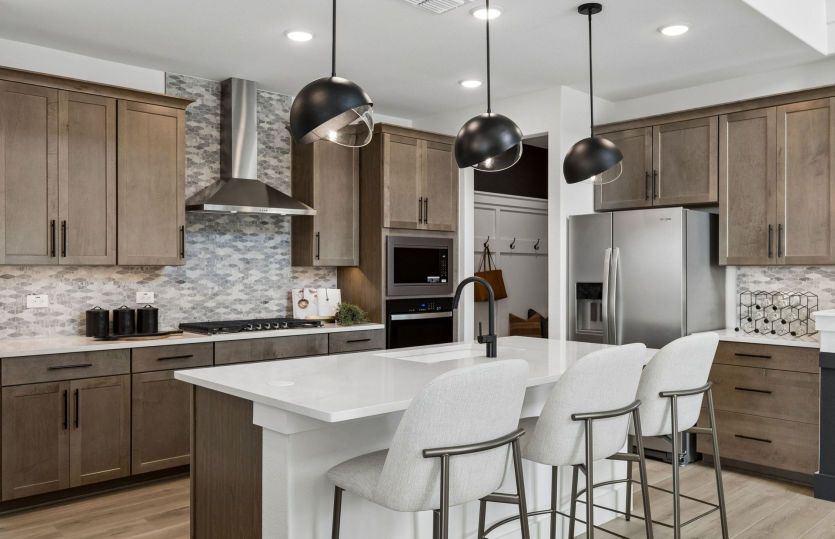 Beautiful kitchen with pendant lighting