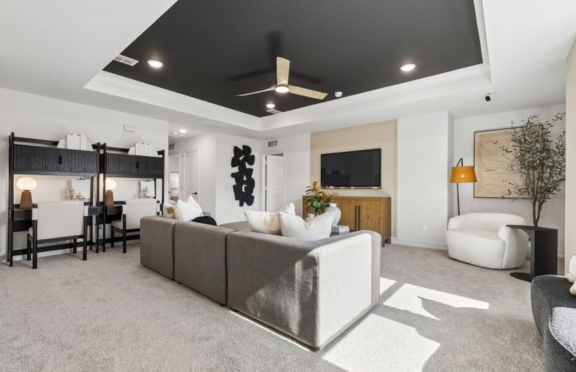 Spacious game room with optional tray ceilings *model representation