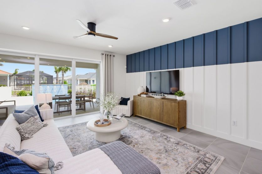 Gathering Room with sliding glass doors to the covered lanai