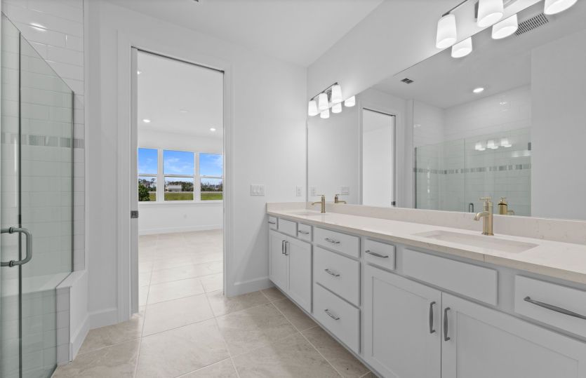 Owner's bathroom with dual-sink vanity