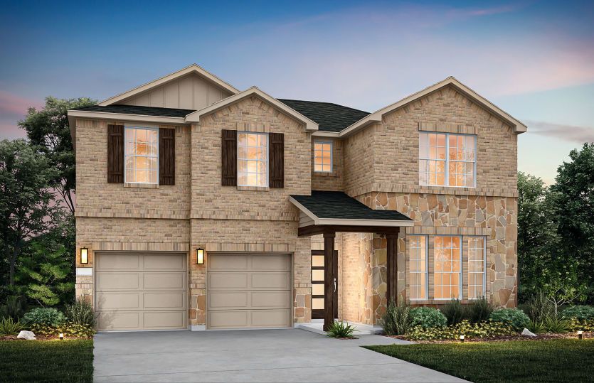 The Albany, a two-story home with 2-car garage, shown with Home Exterior 34
