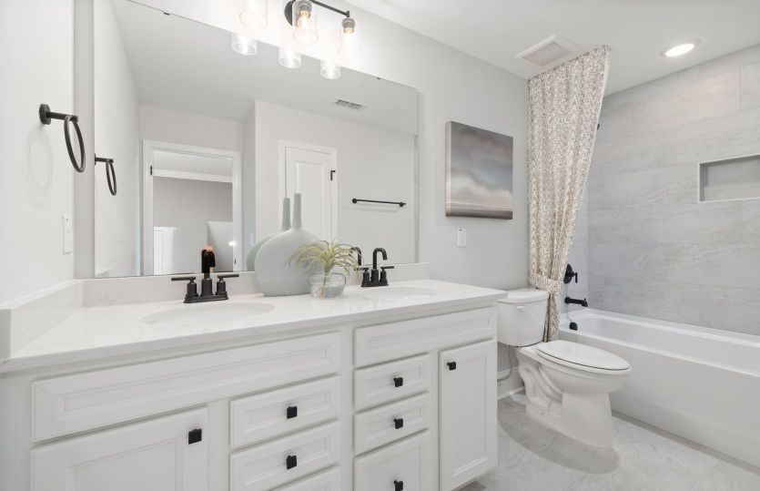 Secondary Bath Upstairs with Double Sinks - Model Representation