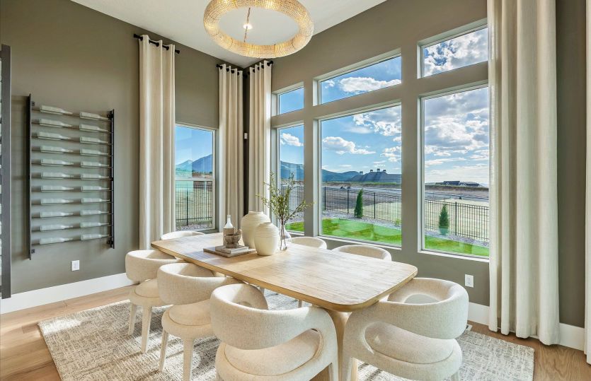 Spacious dining area with oversized windows