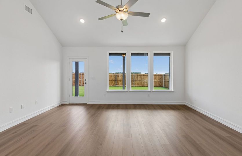 Gathering room with large windows and natural light