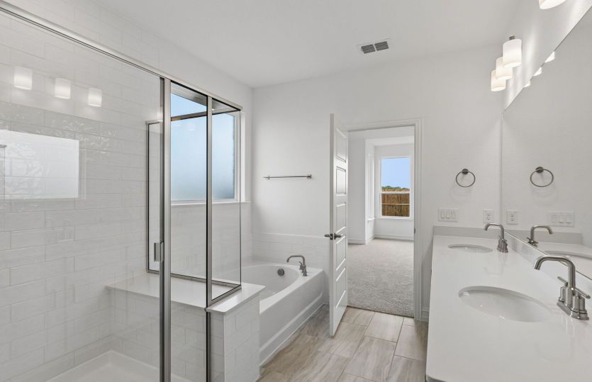 Primary bath with separate tub and shower