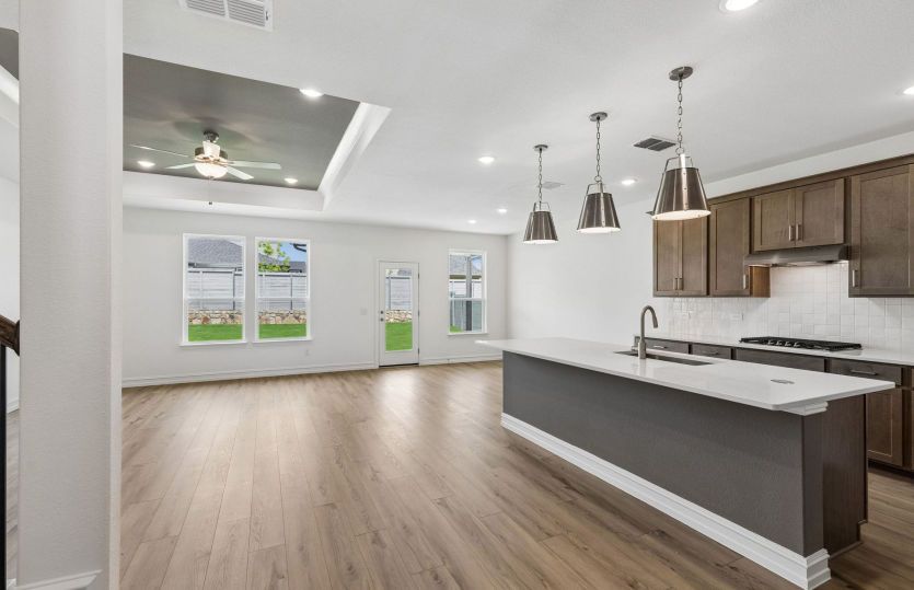 Beautiful kitchen with pendent lighting
