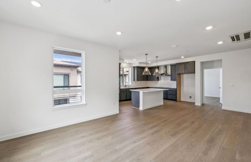 Gathering room open to the kitchen