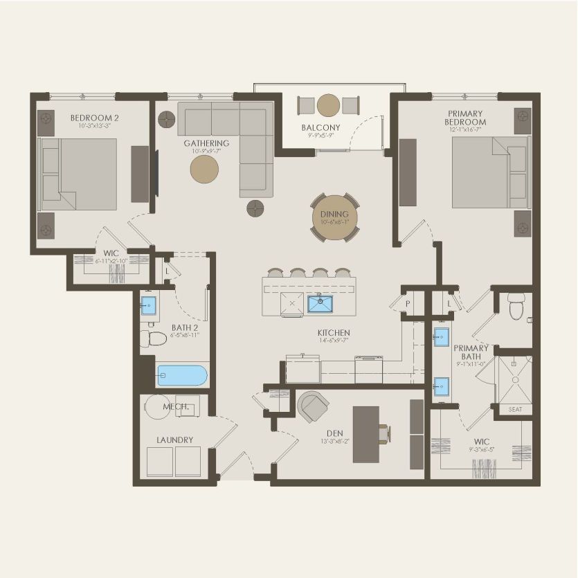 First Floor 2 br / 2 ba