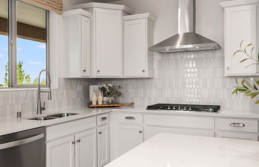 At our professional design center, you'll choose your backsplash options like this vertical white ti