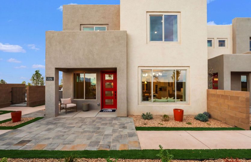 The front yard of the Ocotillo enhanced with custom landscaping and plenty of space for outdoor enjo