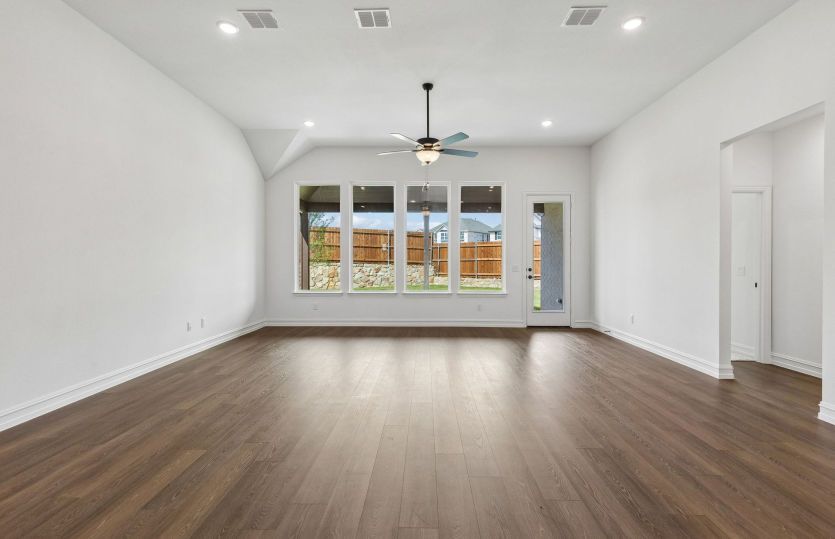 Airy gathering room with large windows *model representation