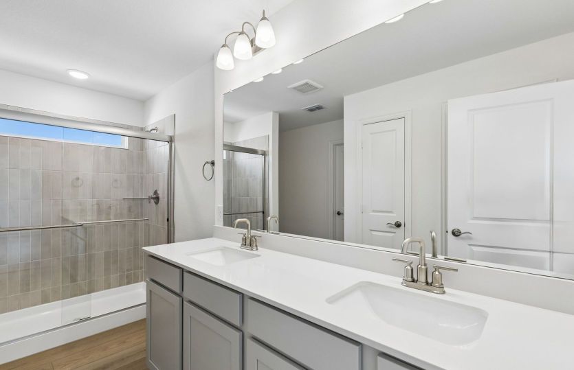 Double vanity in owners bath