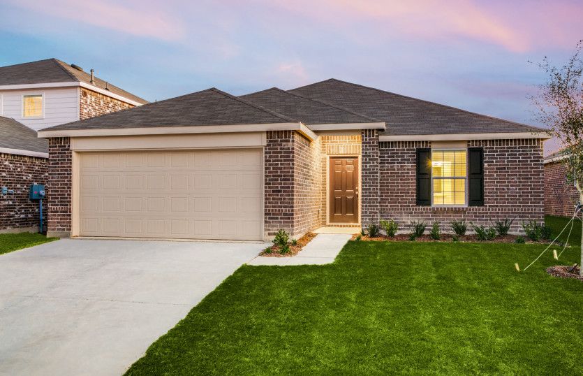 The Eastgate, a one-story home with 2 car garage, shown with Home Exterior N