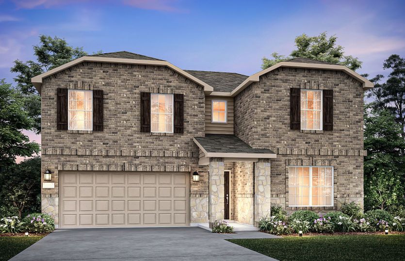 The La Salle, a 2-story new construction home, shown with Home Exterior E