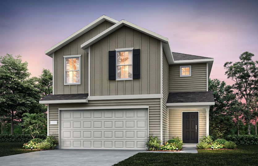 The Comal, a two-story home with 2-car garage, home exterior HC1013
