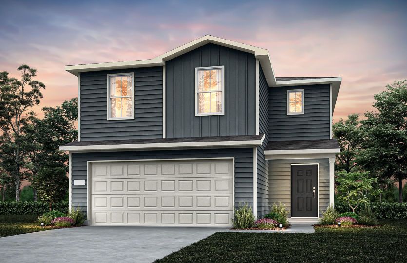 The Comal, a two-story home with 2-car garage, home exterior HC101