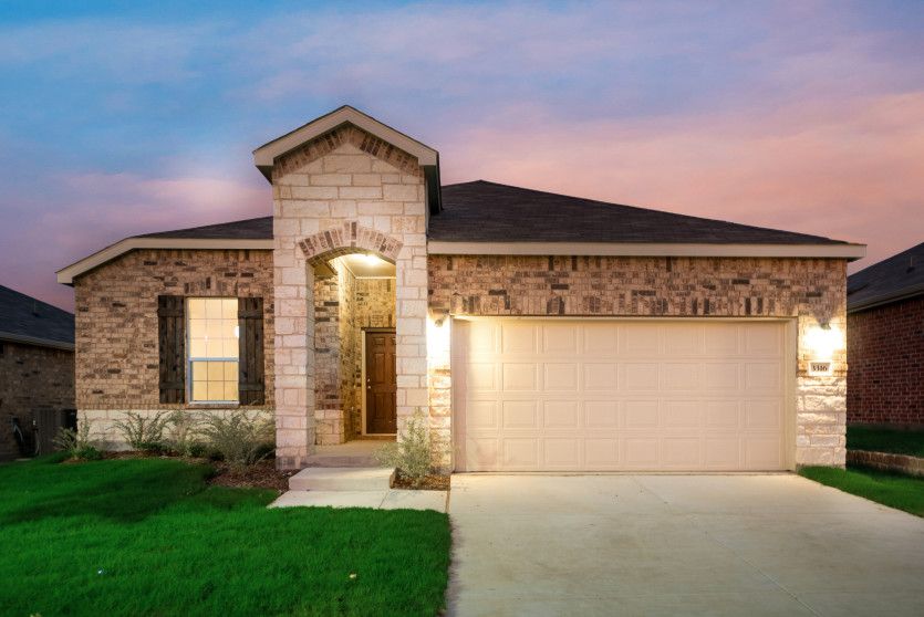 The Eastgate, a one-story home with 2 car garage, shown with Home Exterior Q