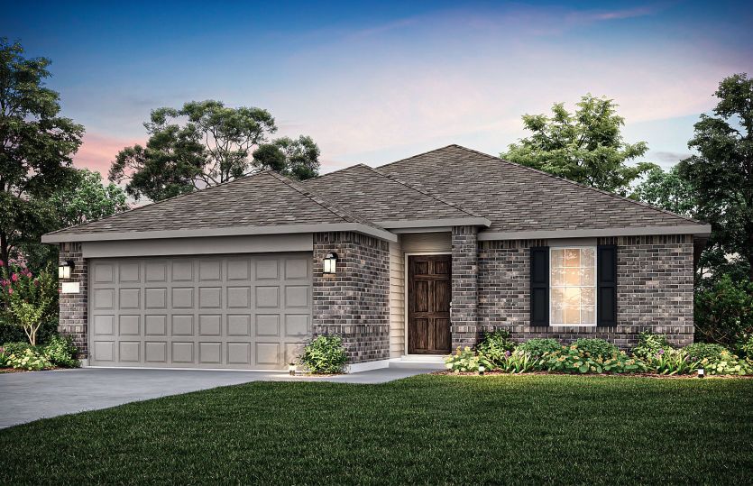 The Eastgate, a one-story home with 2 car garage, shown with Home Exterior N