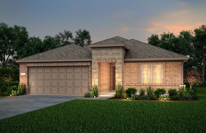 The Eastgate, a one-story home with 2 car garage, shown with Home Exterior LS203