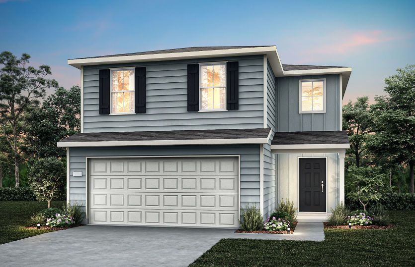 The Frio, a two-story home design with 2-car garage, showing home exterior HC101