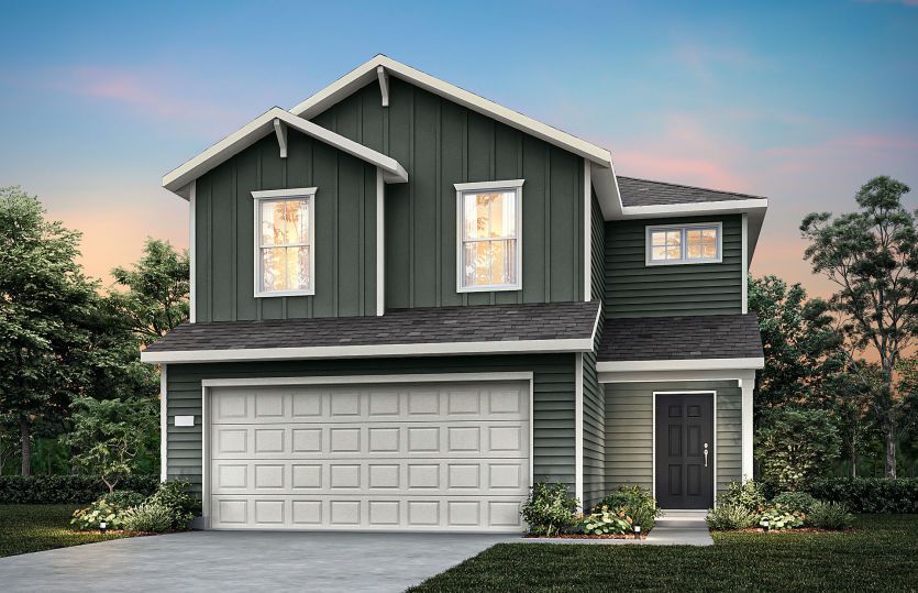 The Frio, a two-story home design with 2-car garage, showing home exterior HC103