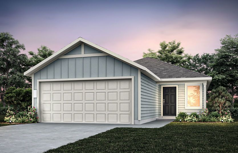 The Kemp, a one-story home design with 2-car garage, Exterior HC101