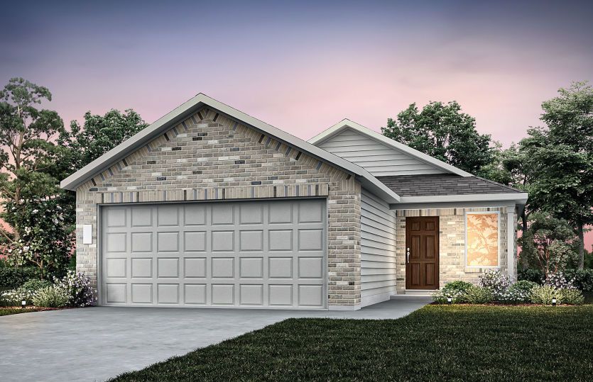 The Kemp, a one-story home design with 2-car garage, Exterior LS103