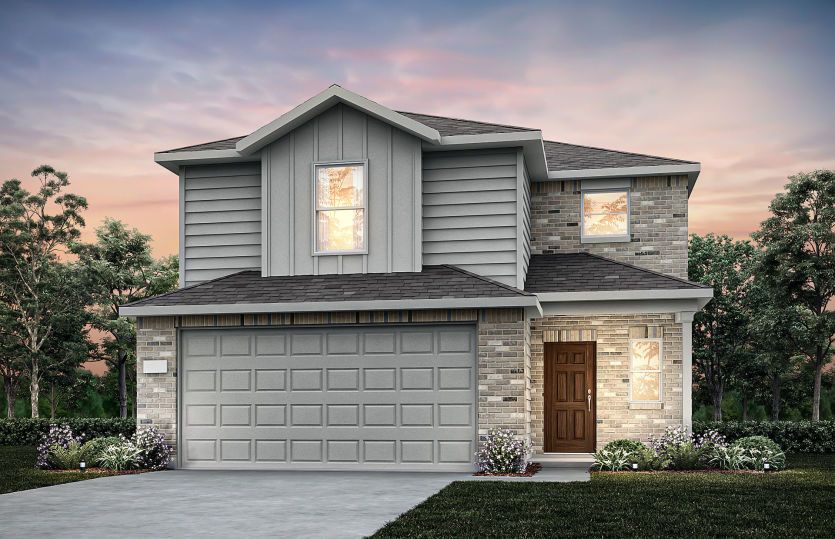 The Paluxy, a two-story home with 2-car garage, shown with home exterior LS102